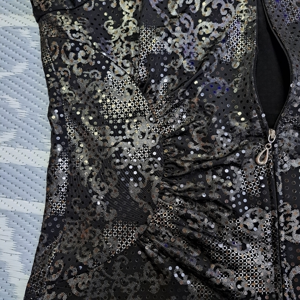 Joseph Ribkoff Artsy Geometric Sequined Ruched Jacket - Picture 7 of 11